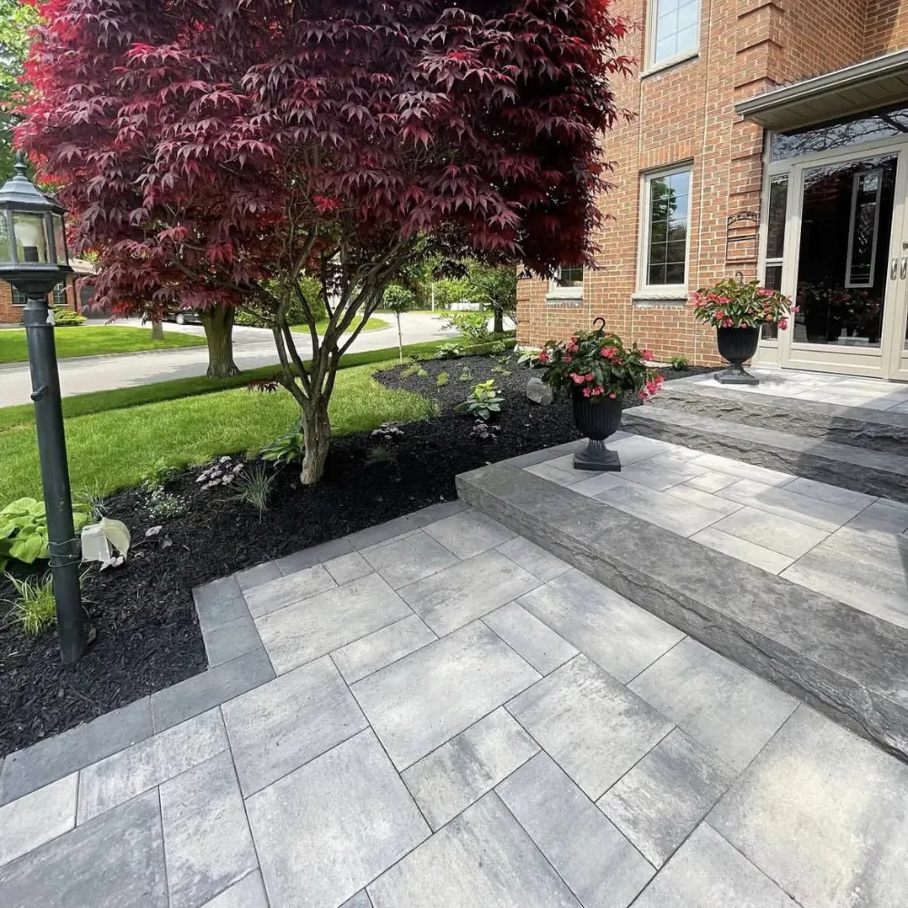 stone walkway and patio