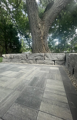 sunready landscaping charming stone patio accompanied by a tree