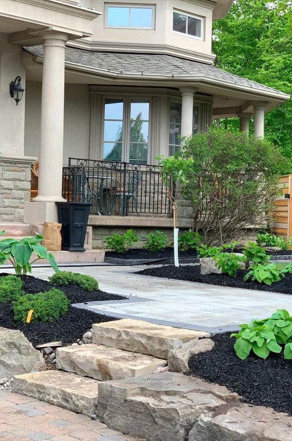 sunready landscaping outdoor landscape with rich black mulch